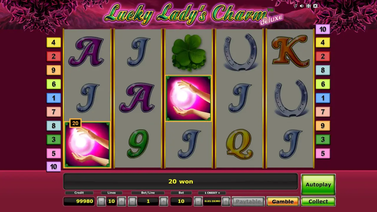 Lucky Lady Charm Deluxe base‑game spin