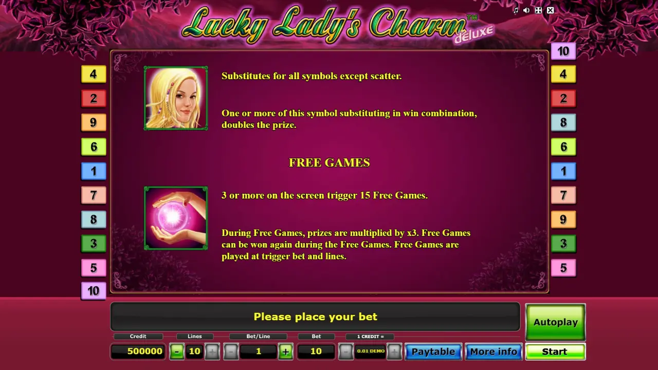 Lucky Lady Charm Deluxe info