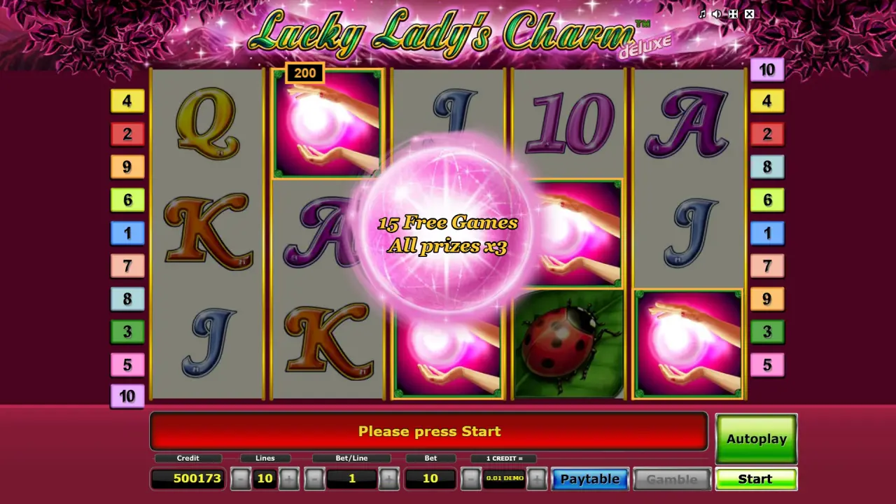 Lucky Lady Charm Deluxe 15 free games
